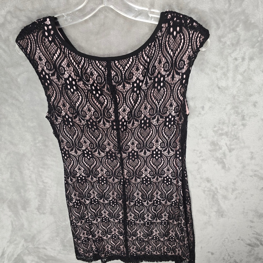 Connected Apparel Dress Women‎ 10 Black Lace Pink Sheath Cap Sleeve Modest Party - Picture 13 of 13
